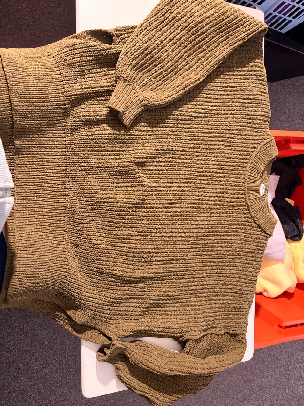 aerie Olive Green Ribbed Crewneck Sweater